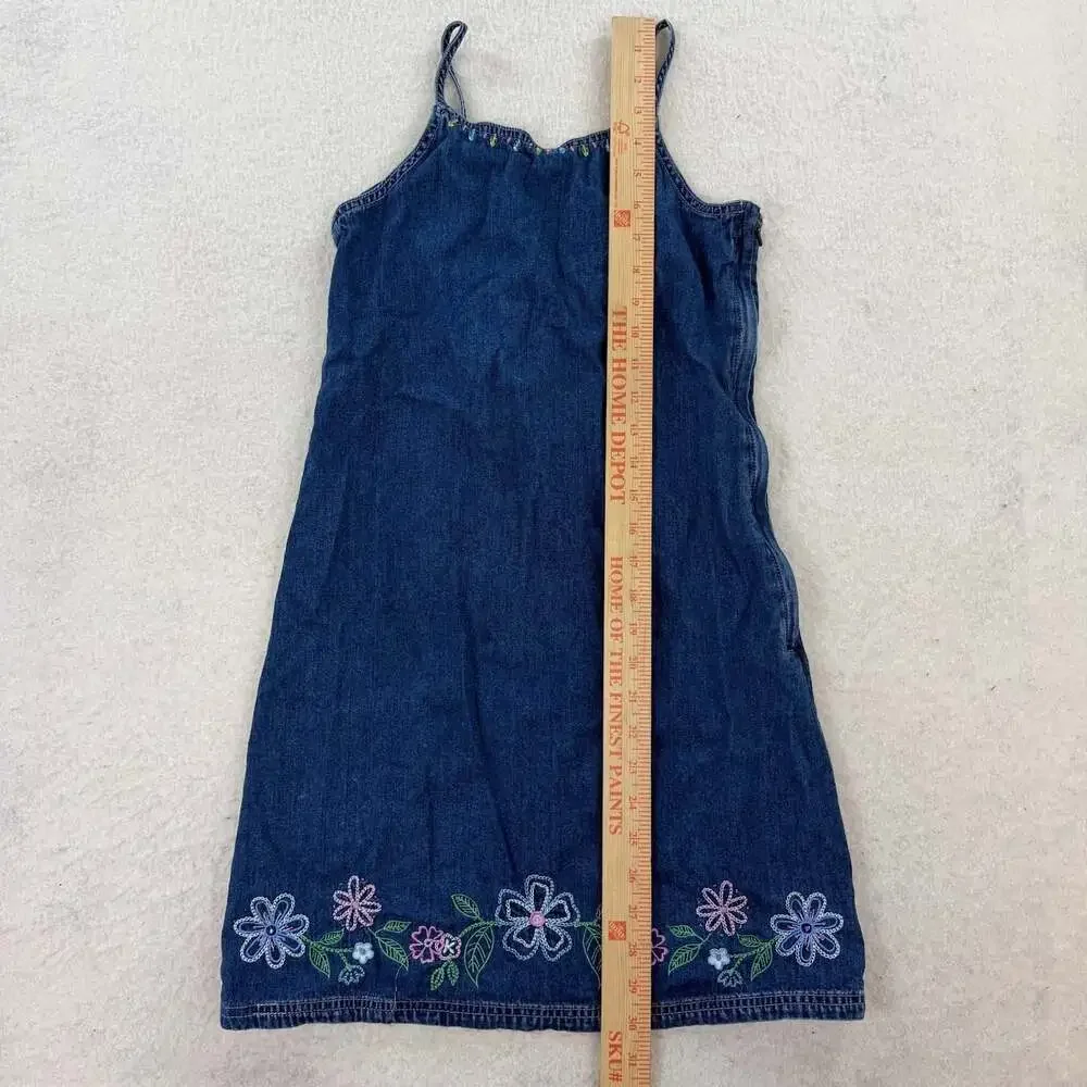 Y2K 2000s GAP Denim Beaded Floral Embroidered Dress Size XL 12